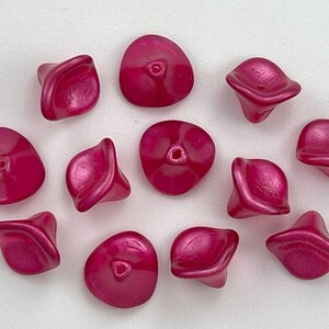 12X10mm 6x8mm Czech Glass Flower Cups Buttercup Yellow Satin Magenta Fuchsia Pink Lemon Raspberry Sorbet Flower Cup Beads CHOOSE COLOR & AMT image 4