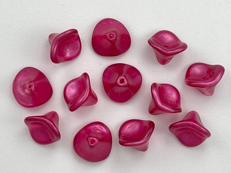 12X10mm 6x8mm Czech Glass Flower Cups Buttercup Yellow Satin Magenta Fuchsia Pink Lemon Raspberry Sorbet Flower Cup Beads CHOOSE COLOR & AMT image 4