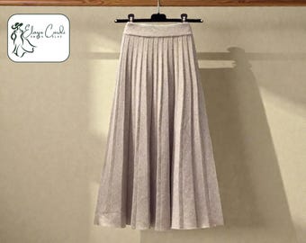 Pleated Midi Skirt | High-Waist Sway Knit A-Line