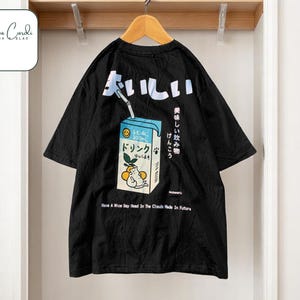 Kawaii Juice Box-shirt | T-shirt met schattige cartoon | Uniseks katoenen T-shirt | Top met korte mouwen en print | Leuk esthetisch outfitidee