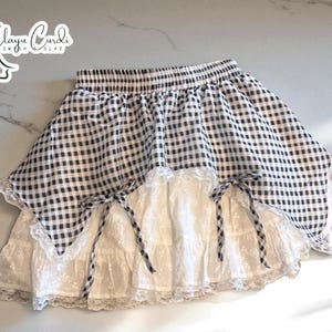 Kawaii Plaid Mini Skirt | Gingham Cottagecore Outfit | Lace Layered Lolita Style | Harajuku Bow Accent | Sweet Summer Look
