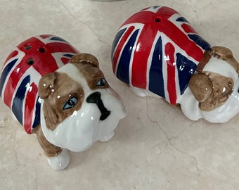 Union Jack British Bulldog Salt And Pepper Shakers