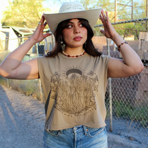 Organ Pipe Cactus + Butterfly, Muscle Tee, Sand