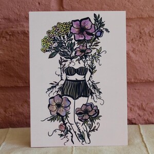 Carte postale, 5 x 7 pouces, achillée millefeuille, courrier ou cadre, effet mat luxueux, impression d'art botanique, carte postale de publipostage, carte Plant Lady, carte postale