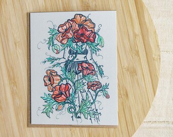 Poppy Floral Greeting Card: Blank Inside (A2)