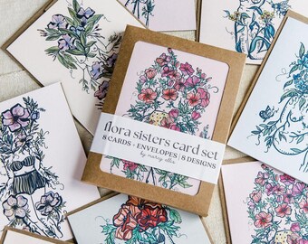 Flora Sisters Card Set of 8