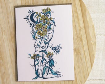 Anemone Greeting Card: Floral Illustration, Blank Inside (A2)