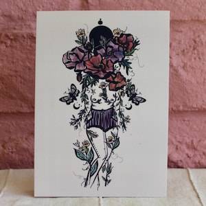 Ansichtkaart, 5 x 7 inch, rosé, post of lijst, luxmatte feel, botanische kunstprint, direct mail-briefkaart, plant Lady Card, postkaart