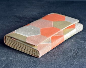 Japanese Kimono Clutch Bag | Vintage Obi Fabric | Nishiki Weave | Formal Evening Purse | Traditional Japan Accessory | Orange Geometric Bag