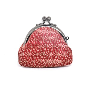 Japanische INDEN Geldbörse | Spangenbrieftasche aus Lackiertem Hirschleder | Vintage Japan Accessoire | Kleiner roter Geldbeutel | Nettes Geschenk für Sie