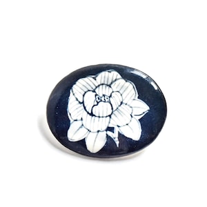 Kiyomizu-yaki Porcelain Brooch: Handpainted Floral Japanese Ceramic