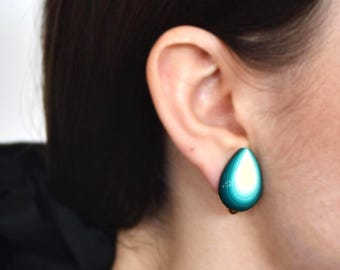 Japanese Screw Back Lacquer Earrings, Teardrop Non Pierced Earrings, Japan Traditional Craft, Elegant Vintage Jewellery, Female Jewelry Gift