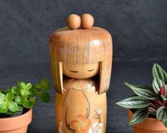 山川勇 ヴィンテージこけし (20 cm/7.9インチ)、日本の民芸木製人形 