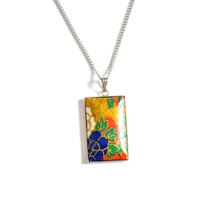 Washi Paper Pendant Necklace – Floral Summer Retro Jewellery, Vintage Jewelry Japan, Unique  Oriental Accessories, Vintage Female Jewelry