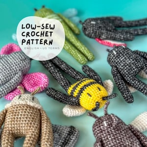Little Bug Friends, modèle au crochet amigurumi à couture basse (fichier PDF), termes anglais, américains