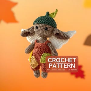 Autumn Pixie, low-sew amigurumi crochet pattern (PDF file), English, US terms
