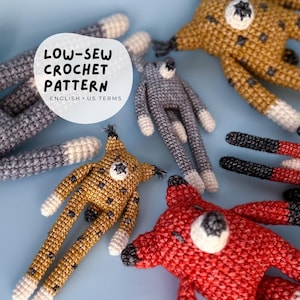 Little Woodland Friends, low-sew amigurumi crochet pattern (PDF file), English, US terms