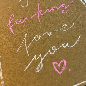 Grußkarte „I fucking love you“, I love you, Grußkarte mit Glitzer