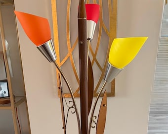 MCM Danish Teak Tulip Style Floor Lamp with Centre Table,3 Lights,1950’s,Denmark
