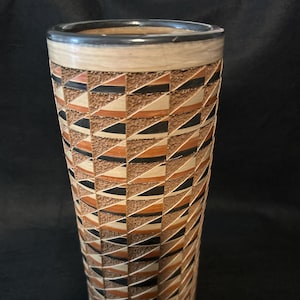MCM Alfredo Espinoza Geometric Pottery Vase,1950’s,Nicaragua,10.5” Tall -Signed