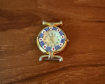 Vintage Murano Glass Gold Tone Millefiori Bezel Women’s Watch,1980’s,Italy-Signed