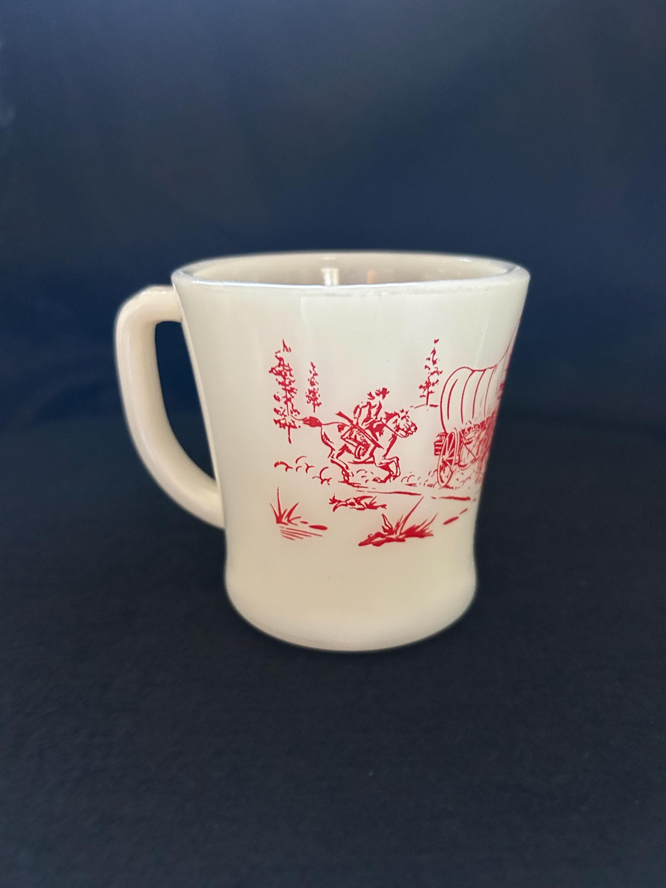 Vintage Fire-king Milk Glass Davy Crockett Mug, Usa-signed - Etsy
