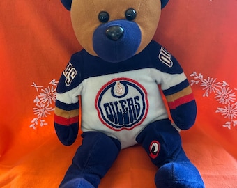 Vintage NHL Edmonton Oilers Team Stuffed Bear,1999-Signed