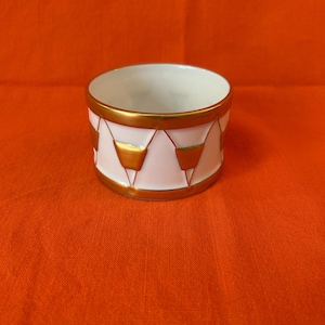 Vintage Vista Alegre of Portugal Porcelain Gilded Drum-Shaped Cache Pot/Trinket Dish-Signed