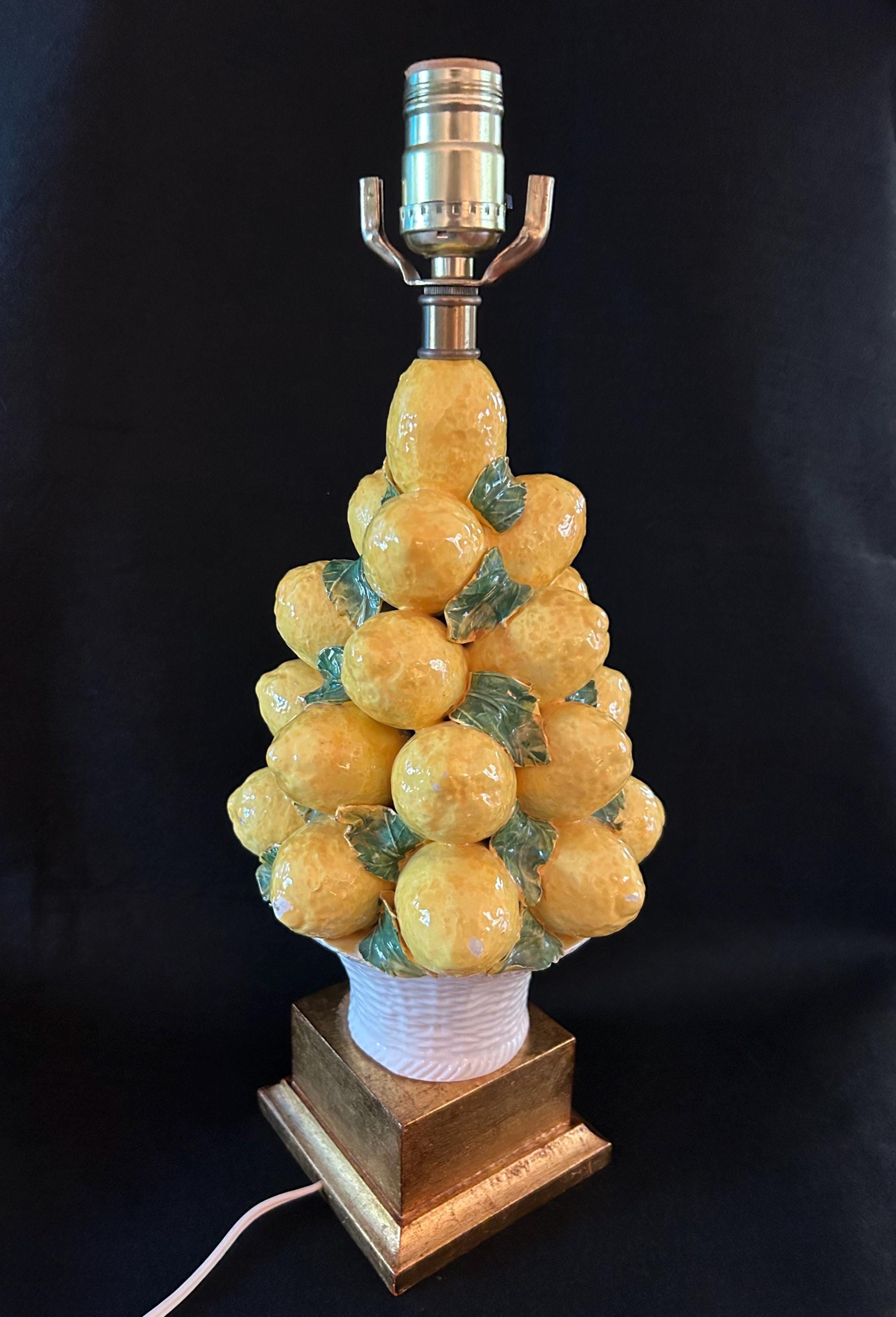 Vintage Hand Made Porcelain Italian Majolica Lemon Topiary Lamp