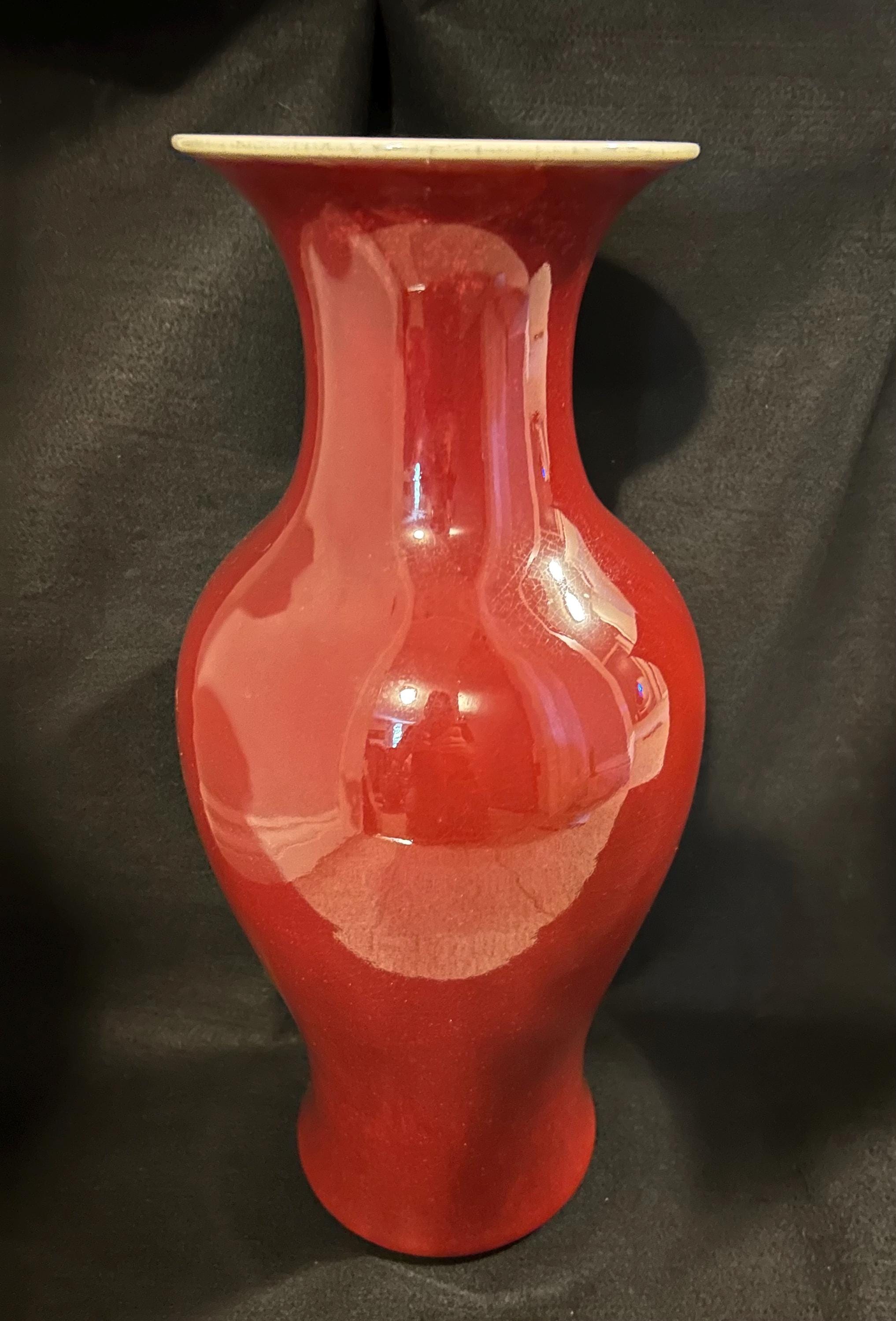 Petit Vase Chinois Porte-Bonheur Rouge - Avec Cordelette Et Franges, Neuf Avec étiquettes