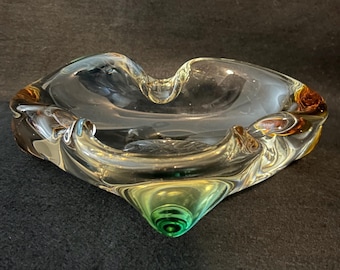 MCM Frantisek Zemek Rhapsody Hand Blown Solid Glass Decorative Bowl,1950’s,Czech Republic