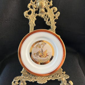 Vintage Chokin Art Plate with Bird Design - Signed