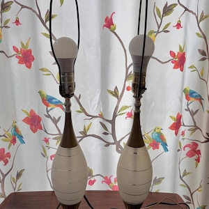 MCM Frosted Glass & Brass Table Lamps,Set of Two,1950’s,USA