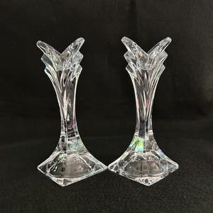 Vintage Mikasa ‘Deco’ Crystal Candle Holders, Set of 2