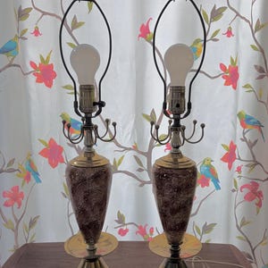 MCM Atomic Tischlampen aus Keramik und Messing, 2er-Set, 1950er, USA