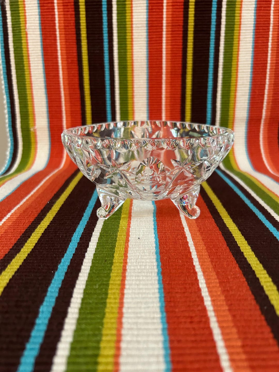 Vintage Cut Glass Triangular Candy/trinket Dish - Etsy