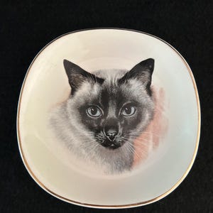 Vintage Weatherby Hanley Porcelain Siamese Cat Plate-Signed