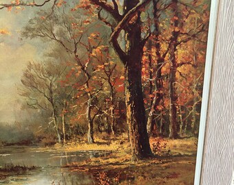 Vintage Robert Wood “october Morn” Framed Print on Canvas-signed