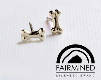 Fairmined gold Dog bone stud earring