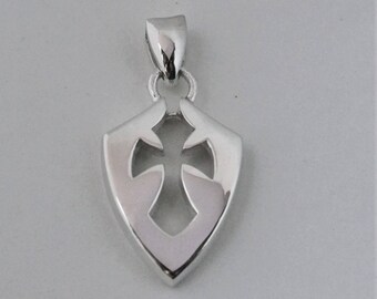 Cross and Shield pendant, Cross pendant, Confirmation jewelry cross on shield necklace,silver cross,mens cross, Confirmation gift