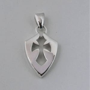 Cross and Shield pendant, Cross pendant, Confirmation jewelry cross on shield necklace,silver cross,mens cross, Confirmation gift