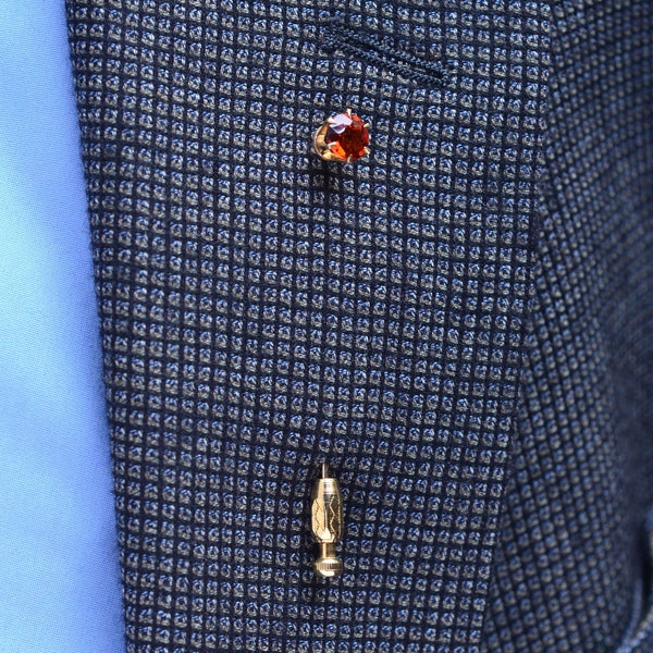 Garnet gold stick pin, gold Cravat pin, Hessonite Garnet Lapel jewelry, gift for groom, hat pin,