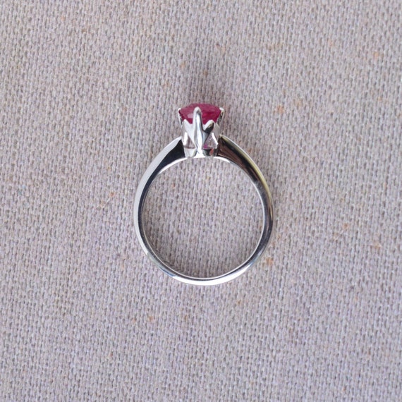 Natural Ruby Solitaire Ring: 18kt White Gold Enga… - image 2