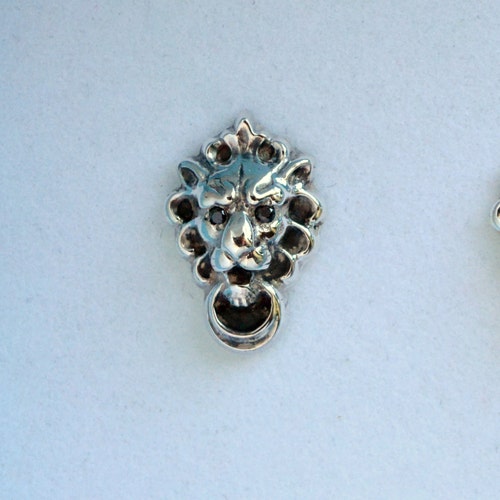 Lion Earrings, Sterling Silver Lion studs earrings, cat jewelry, fearless lion jewelry, lion top diamond studs, wild cat jewelry, African lion