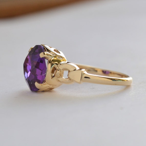 Purple spinel ring, gold ring with purple stone, … - image 4