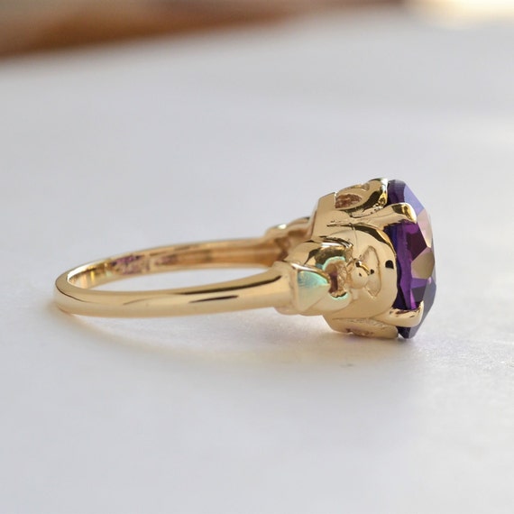 Purple spinel ring, gold ring with purple stone, … - image 3