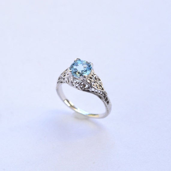 Aquamarine ring, Antique Edwardian aquamarine rin… - image 2