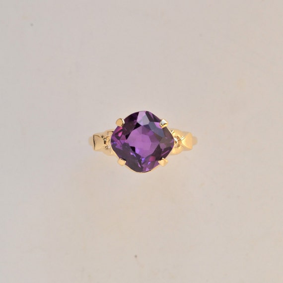 Purple spinel ring, gold ring with purple stone, … - image 2