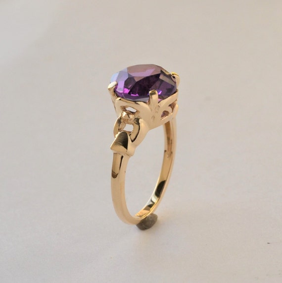 Purple spinel ring, gold ring with purple stone, … - image 6