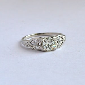 Edwardian Old European Cut Diamond Ring, platinum OEC  diamond ring, Antique platinum engagement ring, Size 6.5